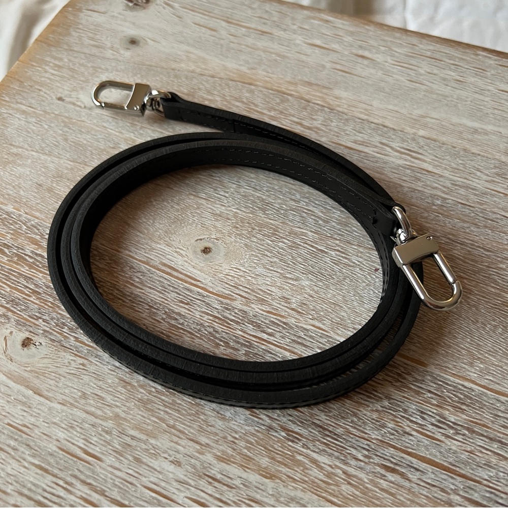 Genuine Leather Purse Strap Replacement for YSL Noir Silver Hardware